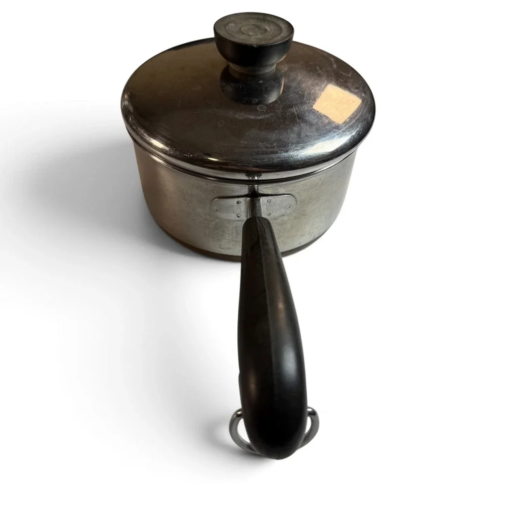 Vintage Revere Ware 1 Qt Saucepan Copper Clad Stainless Steel Pot with Lid